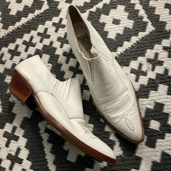 Circle S Leather Ankle Booties White Size 10 - Picture 2 of 7